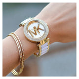Buy Shop Michael Kors Parker White Dial Two Tone Steel Strap Watch for Women - MK6313 USA Online