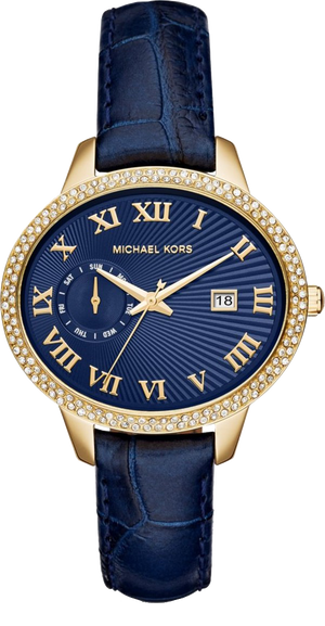 Buy Shop Michael Kors Whitley Quartz Blue Dial Blue Leather Strap Watch For Women - MK2429 USA Online