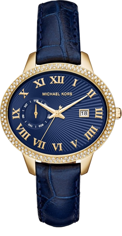 Buy Shop Michael Kors Whitley Quartz Blue Dial Blue Leather Strap Watch For Women - MK2429 USA Online