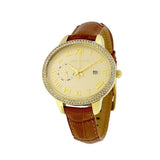 Buy Shop Michael Kors Whitley Quartz Gold Dial Brown Leather Strap Watch For Women - MK2428 USA Online