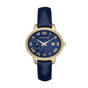 Buy Shop Michael Kors Whitley Quartz Blue Dial Blue Leather Strap Watch For Women - MK2429 USA Online
