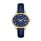 Buy Shop Michael Kors Whitley Quartz Blue Dial Blue Leather Strap Watch For Women - MK2429 USA Online