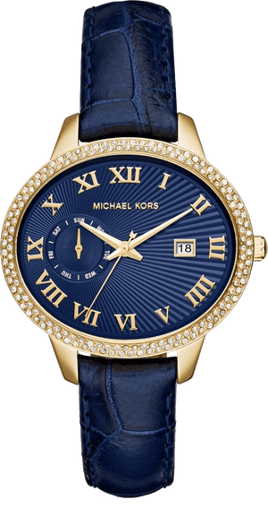 Buy Shop Michael Kors Whitley Quartz Blue Dial Blue Leather Strap Watch For Women - MK2429 USA Online