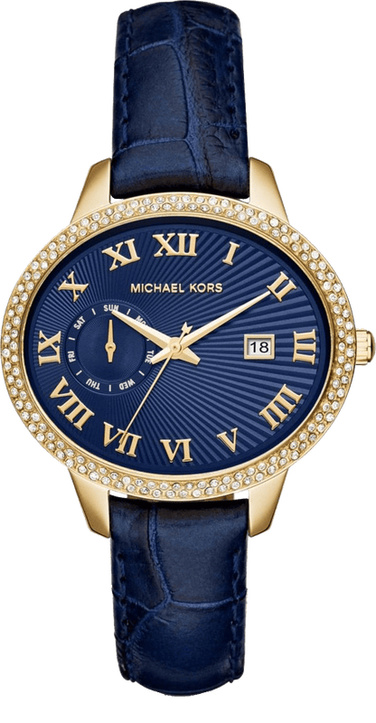 Buy Shop Michael Kors Whitley Quartz Blue Dial Blue Leather Strap Watch For Women - MK2429 USA Online