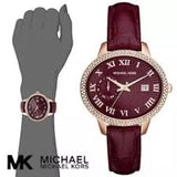Buy Shop Michael Kors Whitley Quartz Burgundy Dial Burgundy Leather Strap Watch For Women - MK2430 USA Online