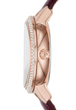 Buy Shop Michael Kors Whitley Quartz Burgundy Dial Burgundy Leather Strap Watch For Women - MK2430 USA Online