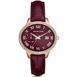 Buy Shop Michael Kors Whitley Quartz Burgundy Dial Burgundy Leather Strap Watch For Women - MK2430 USA Online