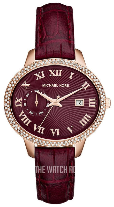 Buy Shop Michael Kors Whitley Quartz Burgundy Dial Burgundy Leather Strap Watch For Women - MK2430 USA Online
