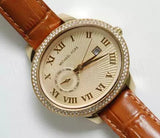Buy Shop Michael Kors Whitley Quartz Gold Dial Brown Leather Strap Watch For Women - MK2428 USA Online