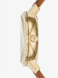 Buy Shop Michael Kors Whitley Quartz Gold Dial Brown Leather Strap Watch For Women - MK2428 USA Online