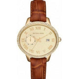 Buy Shop Michael Kors Whitley Quartz Gold Dial Brown Leather Strap Watch For Women - MK2428 USA Online