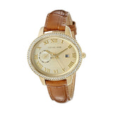 Buy Shop Michael Kors Whitley Quartz Gold Dial Brown Leather Strap Watch For Women - MK2428 USA Online