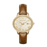 Buy Shop Michael Kors Whitley Quartz Gold Dial Brown Leather Strap Watch For Women - MK2428 USA Online