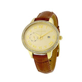 Buy Shop Michael Kors Whitley Quartz Gold Dial Brown Leather Strap Watch For Women - MK2428 USA Online