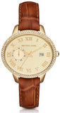 Buy Shop Michael Kors Whitley Quartz Gold Dial Brown Leather Strap Watch For Women - MK2428 USA Online