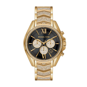 Buy Shop Michael Kors Whitney Chronograph Black Dial Gold Steel Strap Watch for Women - MK7224 USA Online