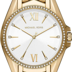Buy Shop Michael Kors Whitney Three-Hand White Dial Gold Steel Strap Watch For Women - MK6693 USA Online
