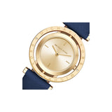 Buy Shop Michael Kors Averi Gold Dial Navy Blue Leather Strap Watch for Women - MK2526 USA Online