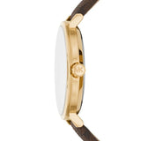 Buy Shop Michael Kors Addyson Three-Hand Silver Dial Brown Leather Strap Watch for Women - MK2945 USA Online