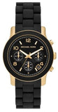 Buy Shop Michael Kors Runway Chronograph Black Dial Black Silicone Strap Watch For Women - MK7385 USA Online