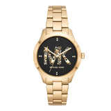 Buy Shop Michael Kors Runway Quartz Black Dial Gold Steel Strap Watch For Women - MK6682 USA Online