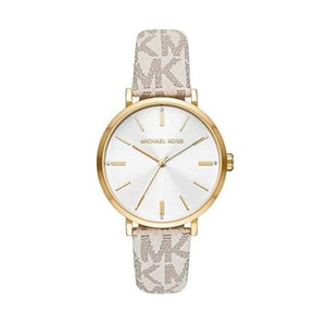 Buy Shop Michael Kors Pyper Analog Silver Dial White Leather Strap Watch for Women - MK2946 USA Online