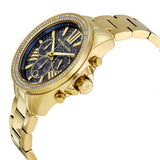 Michael Kors Wren Diamonds Blue Dial Gold Steel Strap Watch for Women - MK6291