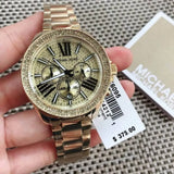 Buy Shop Michael Kors Wren Chronograph Crystal Pave Gold Dial Gold Steel Strap Watch for Women - MK6095 USA Online