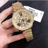 Buy Shop Michael Kors Wren Chronograph Crystal Pave Gold Dial Gold Steel Strap Watch for Women - MK6095 USA Online