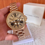 Buy Shop Michael Kors Wren Chronograph Crystal Pave Gold Dial Gold Steel Strap Watch for Women - MK6095 USA Online