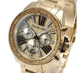 Buy Shop Michael Kors Wren Chronograph Crystal Pave Gold Dial Gold Steel Strap Watch for Women - MK6095 USA Online