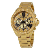 Buy Shop Michael Kors Wren Chronograph Crystal Pave Gold Dial Gold Steel Strap Watch for Women - MK6095 USA Online
