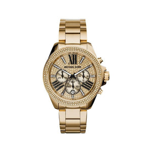 Buy Shop Michael Kors Wren Chronograph Crystal Pave Gold Dial Gold Steel Strap Watch for Women - MK6095 USA Online