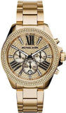 Buy Shop Michael Kors Wren Chronograph Crystal Pave Gold Dial Gold Steel Strap Watch for Women - MK6095 USA Online