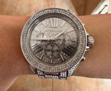 Buy Shop Michael Kors Wren Chronograph Crystals Silver Dial Silver Steel Strap Watch For Women - MK6317 USA Online