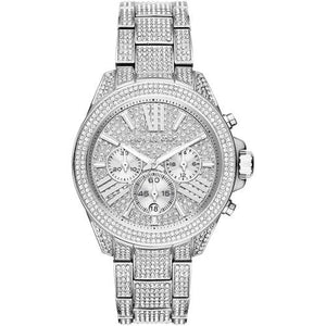 Buy Shop Michael Kors Wren Chronograph Crystals Silver Dial Silver Steel Strap Watch For Women - MK6317 USA Online