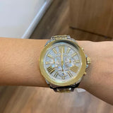 Buy Shop Michael Kors Wren Chronograph Crystals Silver Two Tone Steel Strap Watch for Women - MK6953 USA Online