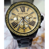 Buy Shop Michael Kors Wren Chronograph Gold Dial Black Steel Strap Watch for Women - MK5961 USA Online
