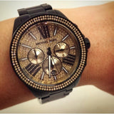 Buy Shop Michael Kors Wren Chronograph Gold Dial Black Steel Strap Watch for Women - MK5961 USA Online