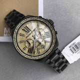 Buy Shop Michael Kors Wren Chronograph Gold Dial Black Steel Strap Watch for Women - MK5961 USA Online