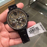 Buy Shop Michael Kors Wren Chronograph Gold Dial Black Steel Strap Watch for Women - MK5961 USA Online