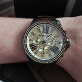 Buy Shop Michael Kors Wren Chronograph Gold Dial Black Steel Strap Watch for Women - MK5961 USA Online