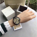 Buy Shop Michael Kors Wren Chronograph Gold Dial Black Steel Strap Watch for Women - MK5961 USA Online