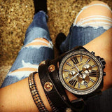 Buy Shop Michael Kors Wren Chronograph Gold Dial Black Steel Strap Watch for Women - MK5961 USA Online