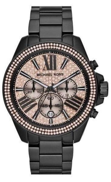 Buy Shop Michael Kors Wren Chronograph Gold Dial Black Steel Strap Watch for Women - MK5961 USA Online