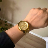 Buy Shop Michael Kors Wren Chronograph Gold Dial Gold Steel Strap Watch For Men - MK8928 USA Online