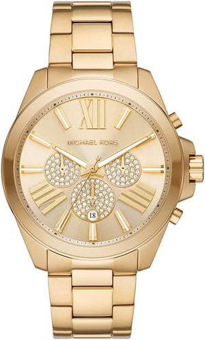 Buy Shop Michael Kors Wren Chronograph Gold Dial Gold Steel Strap Watch For Men - MK8928 USA Online