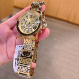 Buy Shop Michael Kors Wren Chronograph Gold Dial Gold Steel Strap Watch for Women - MK6952 USA Online