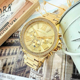 Buy Shop Michael Kors Wren Chronograph Gold Dial Gold Steel Strap Watch for Women - MK7428 USA Online