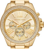 Buy Shop Michael Kors Wren Chronograph Gold Dial Gold Steel Strap Watch for Women - MK7428 USA Online